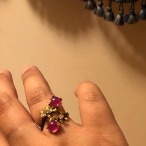 Brand new genuine Ruby and White Topaz ring